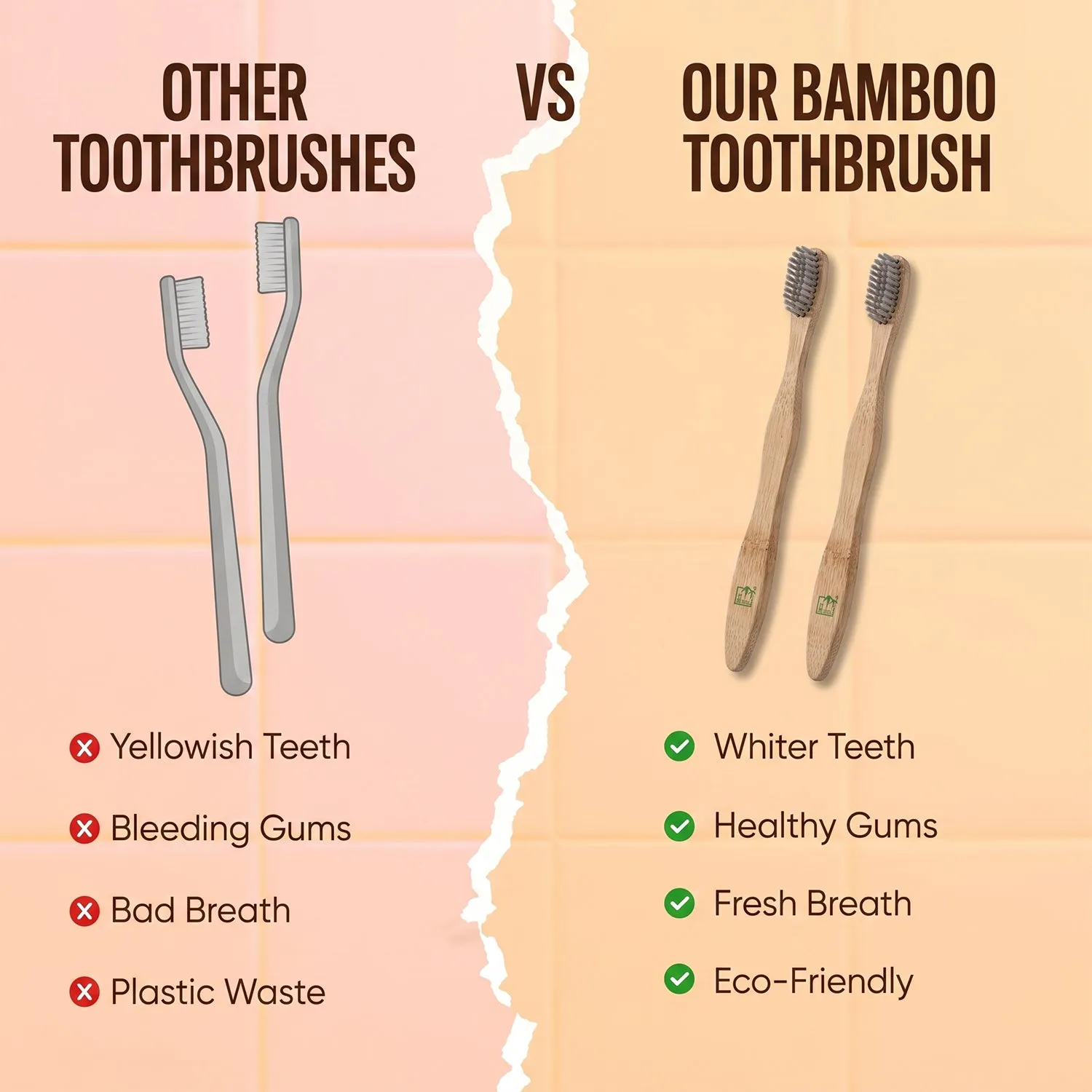 Soft Bristle Bamboo Toothbrush, Eco-Friendly Wooden Toothbrush for Adults (1 Pc) - Detailed Feature View 2