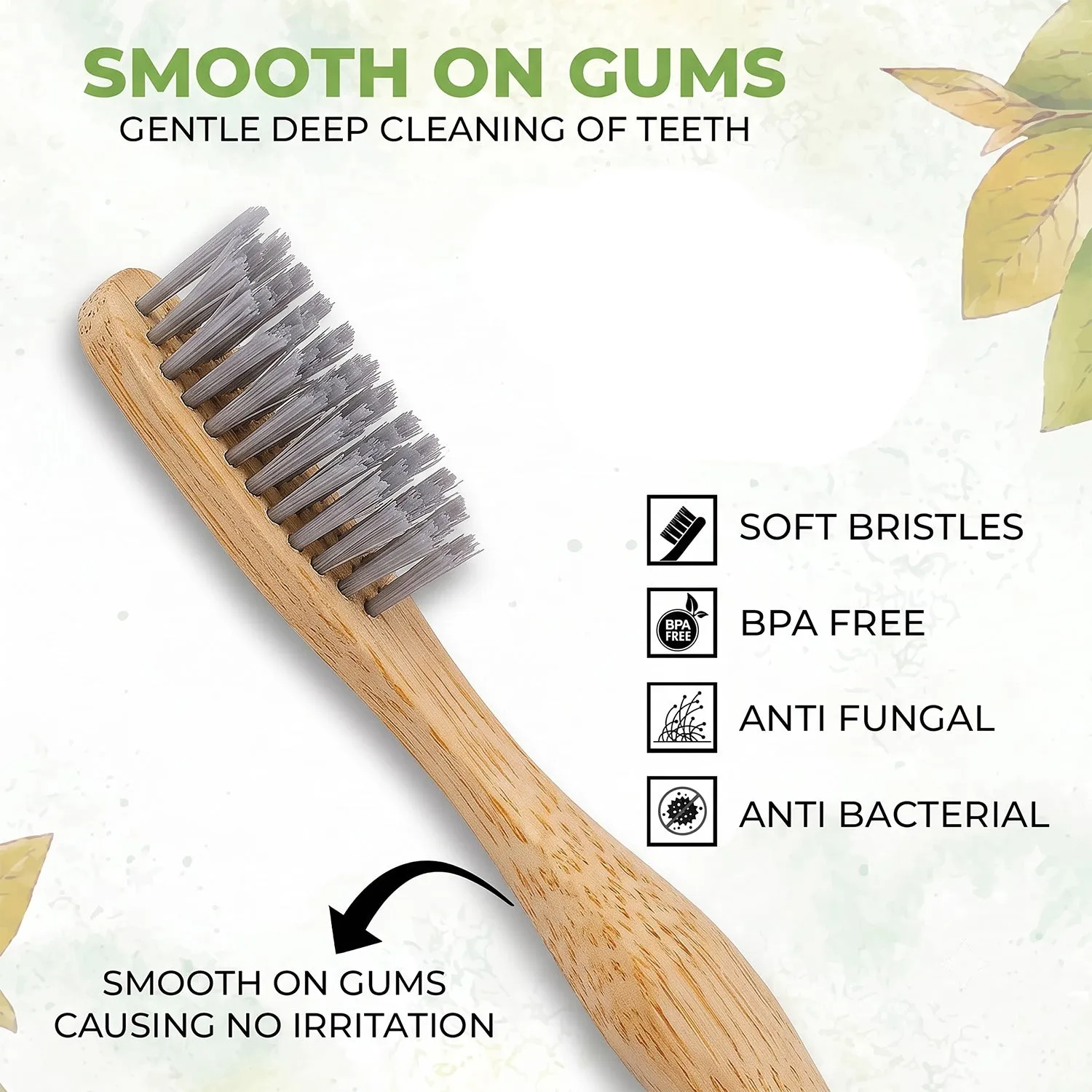 Soft Bristle Bamboo Toothbrush, Eco-Friendly Wooden Toothbrush for Adults (1 Pc) - Detailed Feature View 6