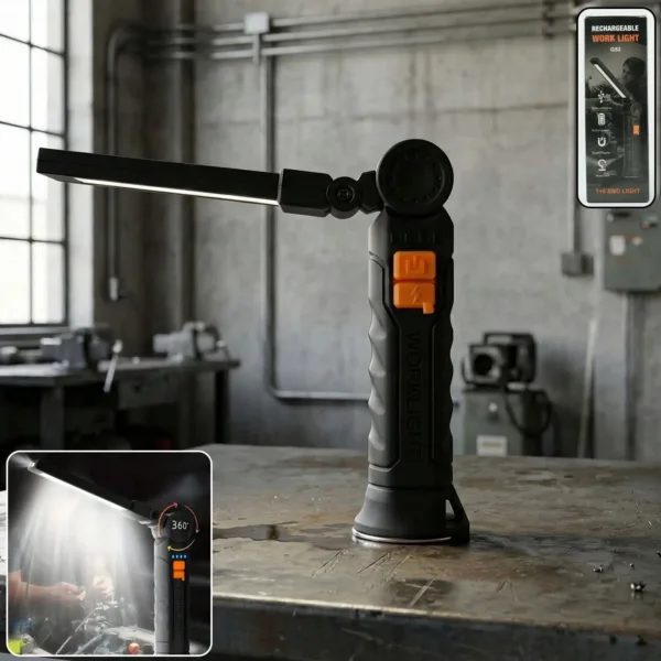 Rechargeable LED Work Light – 360° Adjustable Head & Magnetic Base