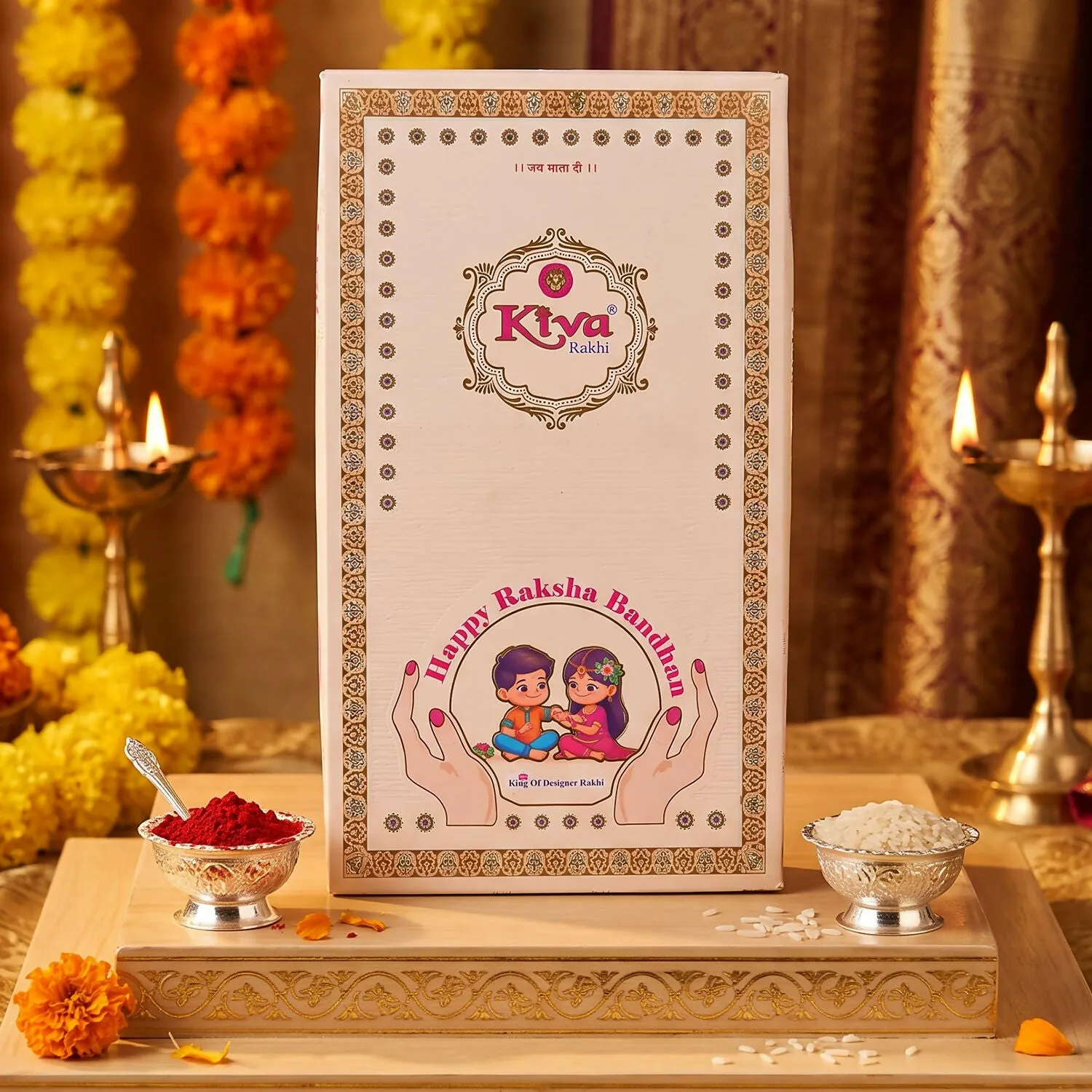 Traditional Rakhi For Brother With Colorful Beads And Elegant Centerpiece Design - Detailed Feature View 1