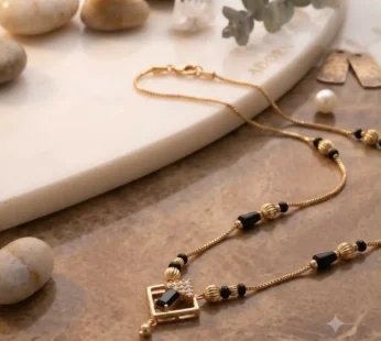 Premium Gold Plated Black Bead Designer Necklace for Women | Fashion Daily Wear Jewelry
