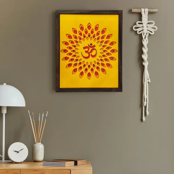 Wooden OM Wall Art – Handcrafted 3D Multi-Layer Spiritual Decor