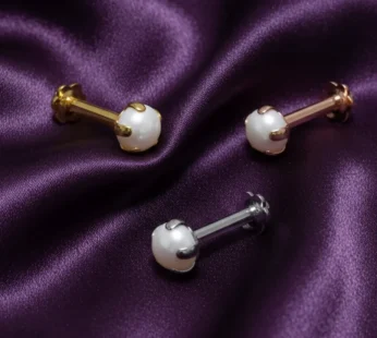 Gold, rose gold and silver plated Pearl Nosepin Stud Combo Pack of 3