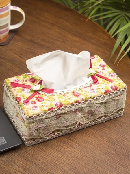 Yellow & Pink Tissue Box – 22.4 X 12.4 X 8.3Cm