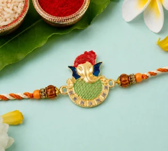 Ganesha Meenakari Rakhi – Auspicious Gift Set for Brother