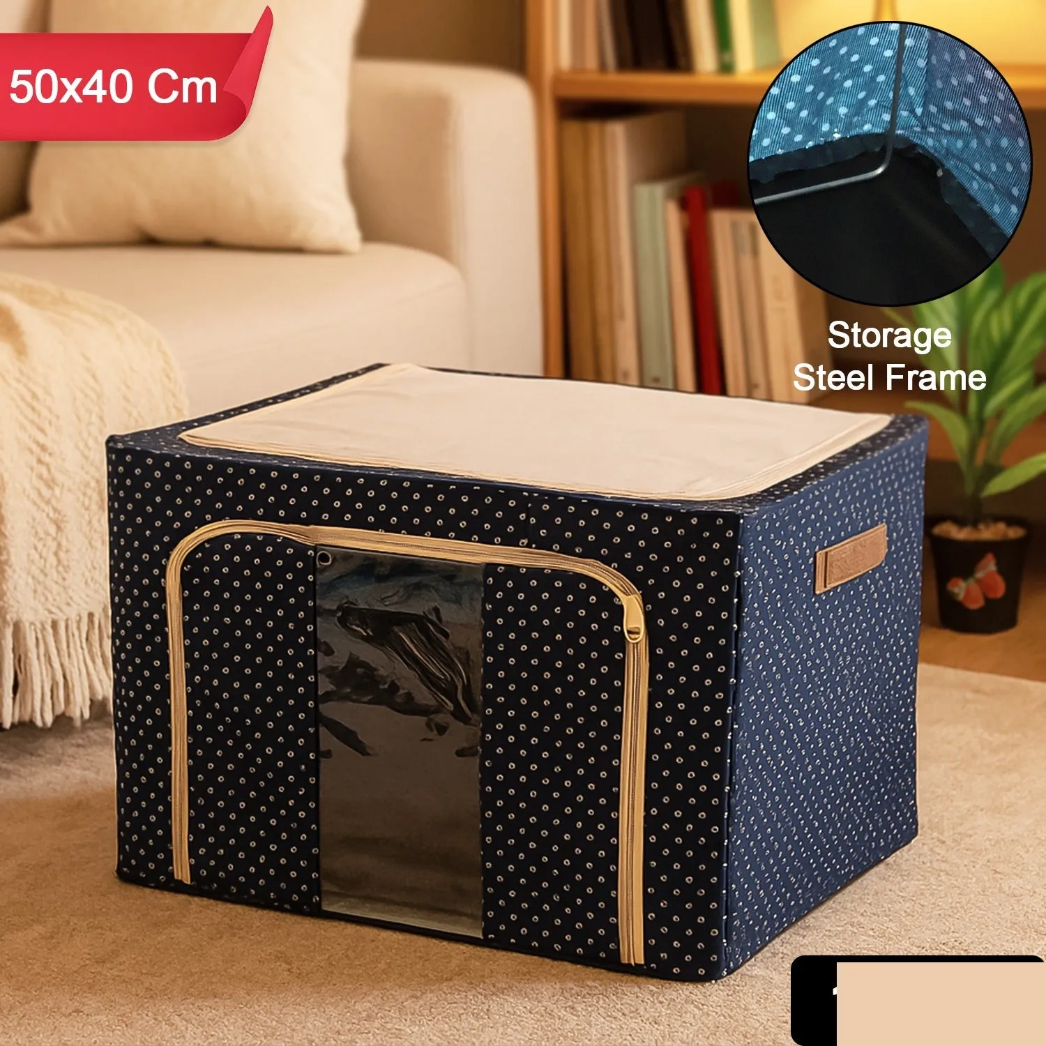 Foldable Steel-Frame Clothes Storage Box – Dust-Proof Organizer - Detailed Feature View 1