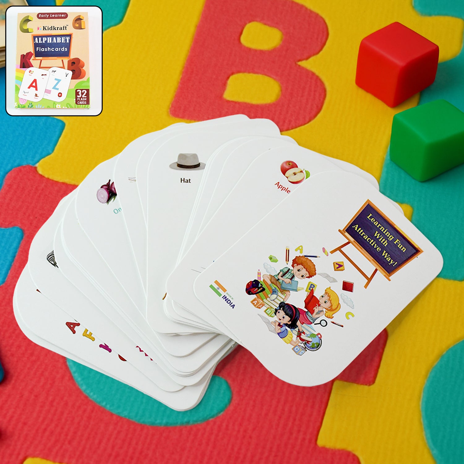 Alphabet Flash Cards Set – 32 Durable Early Learning Cards - Detailed Feature View 2