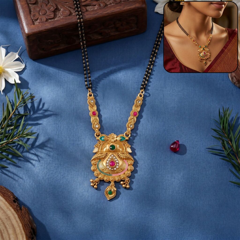 Premium Antique Finish Kalash Pot Pendant – Traditional mangalsutra for auspicious occasions - Buy Online at Alikart