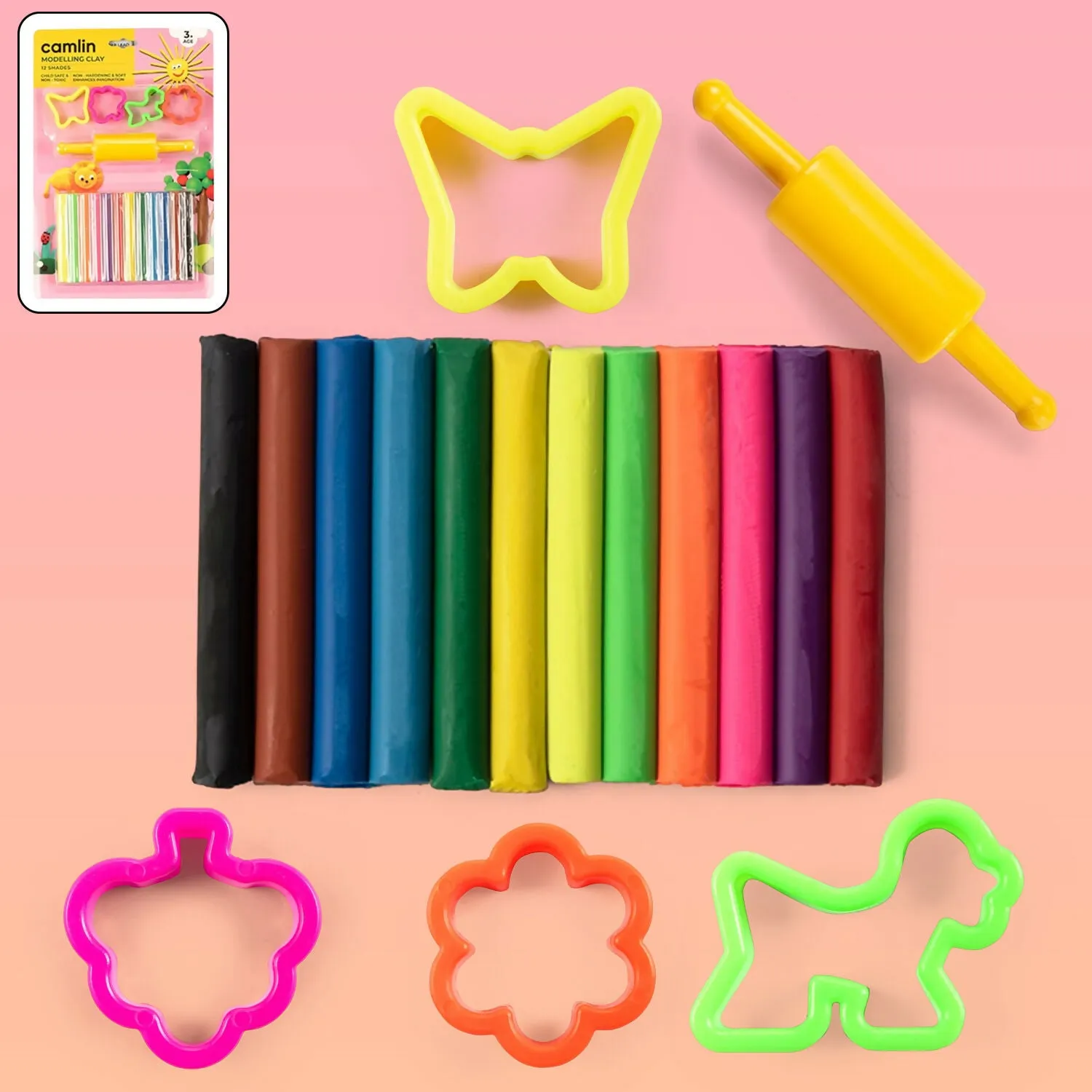 Premium Modelling Clay Set – 12 Non-Drying Bright Shades with Free Moulds - Buy Online at Alikart