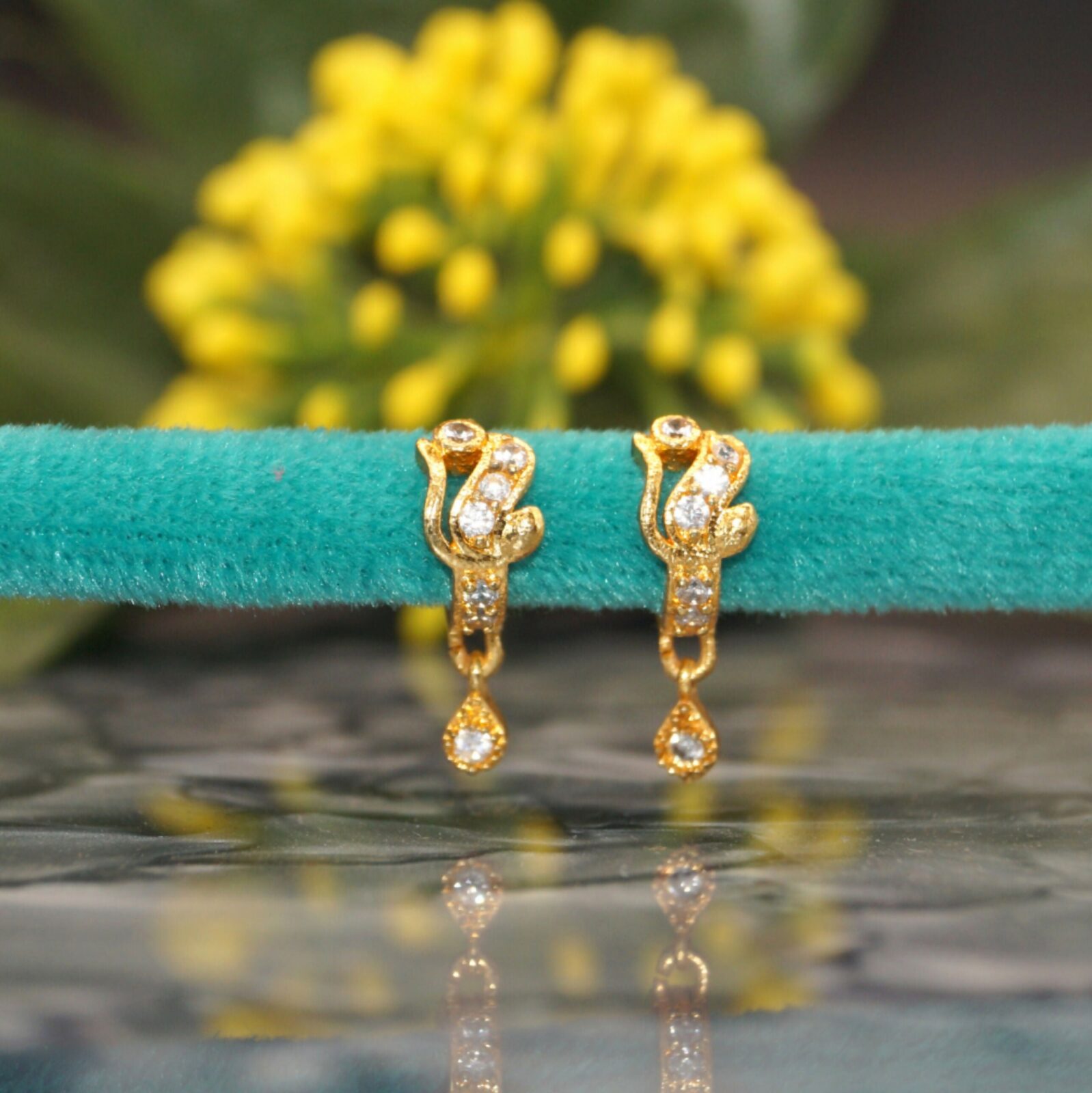 Bali Style Gold Plated CZ Huggie Hoop Earrings – 2 Pack
