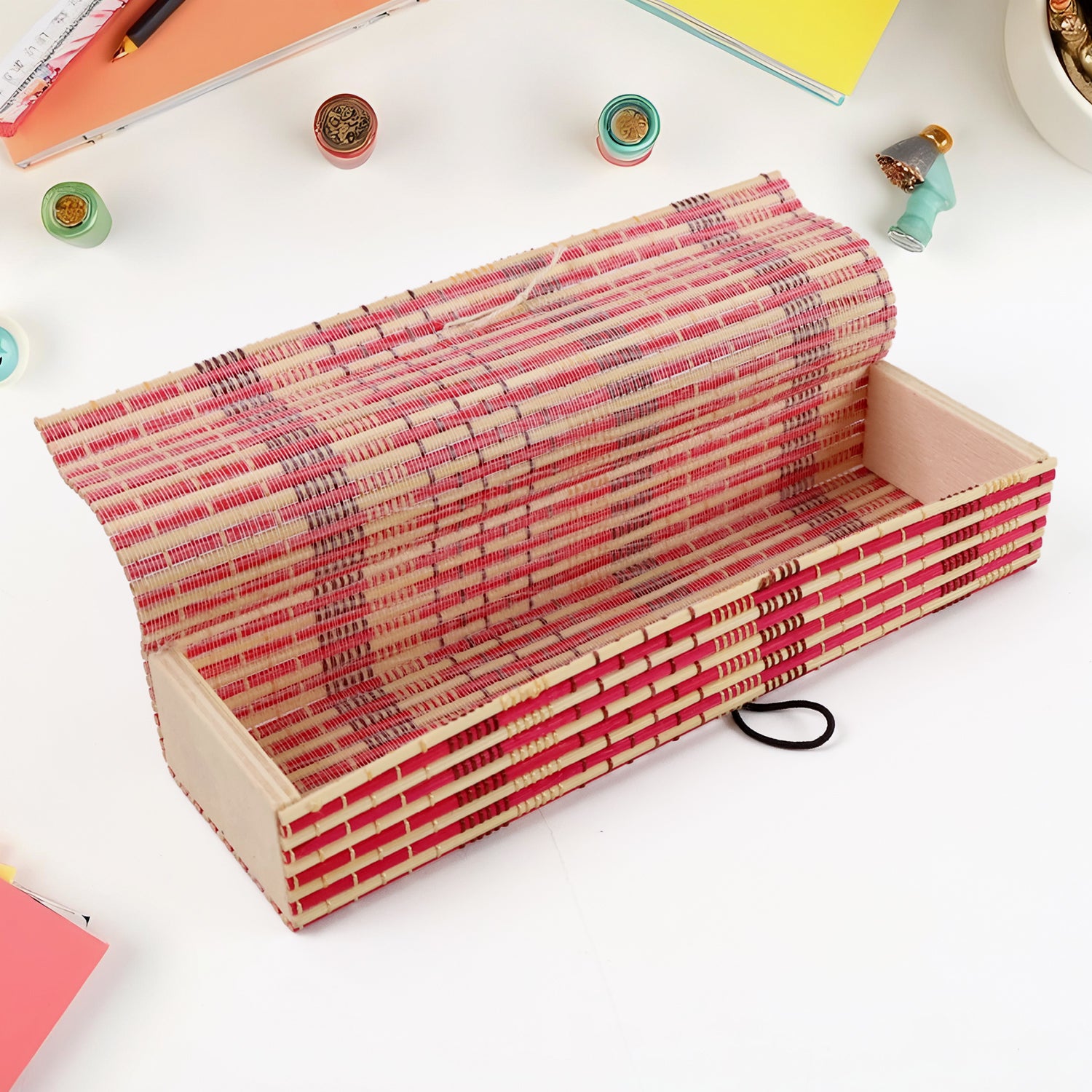 Bamboo Pen & Pencil Box – Eco-Friendly Handcrafted Organizer - Detailed Feature View 3