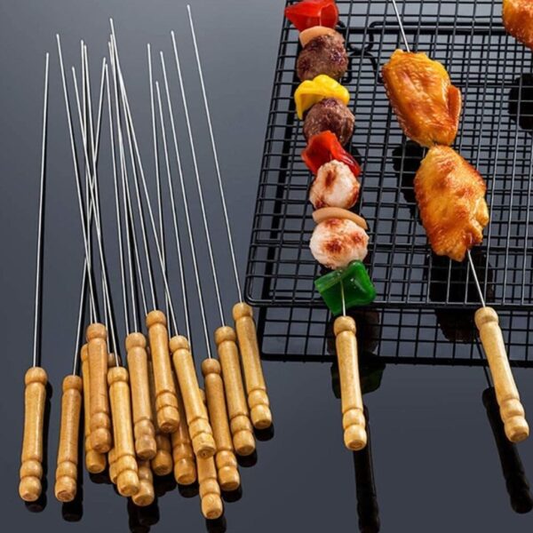 Barbecue Skewers – Stainless Steel & Wooden Handle | Indo Glow