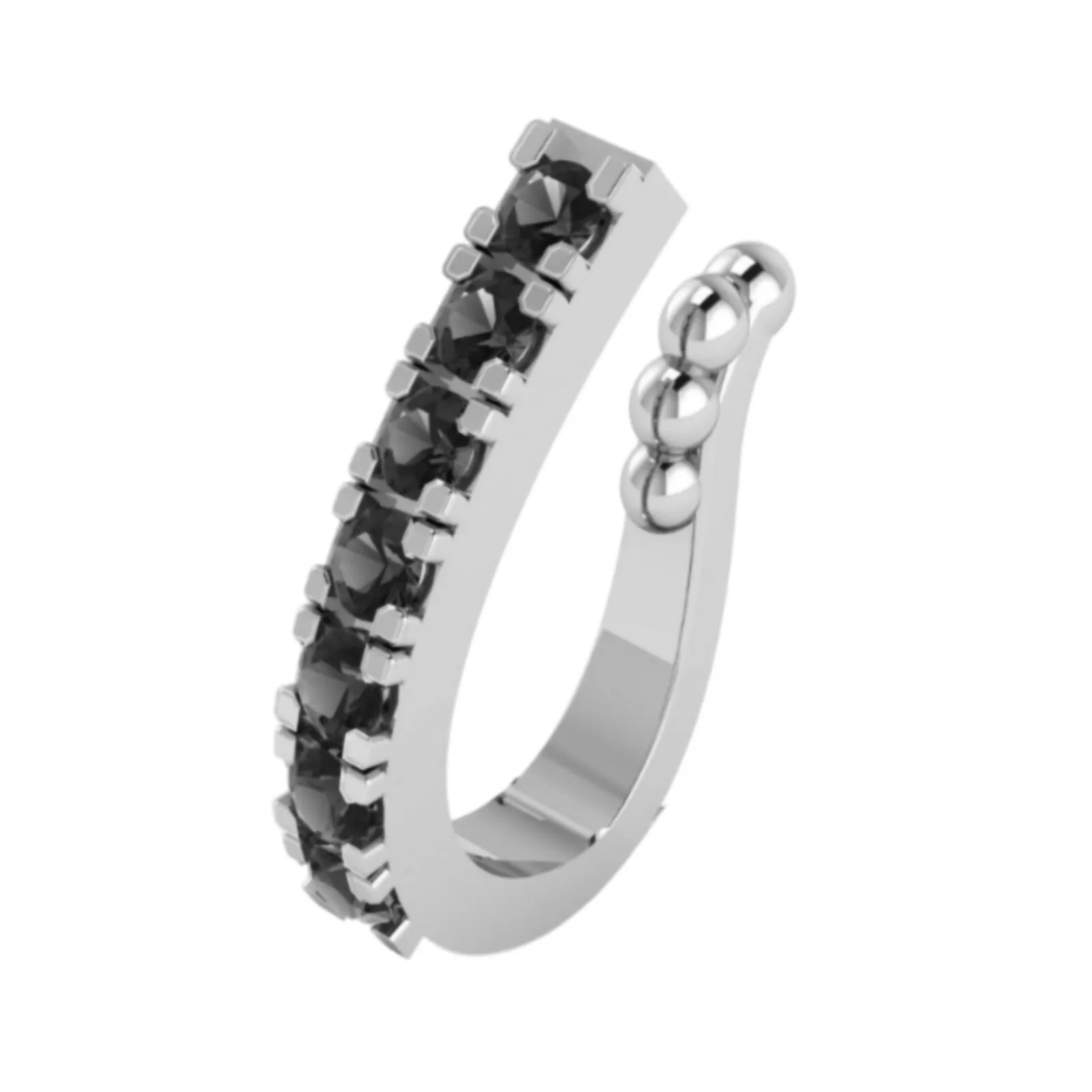 Fake Nose Ring Set – Dual Gem Pave Design for Piercing-Free Style - Detailed Feature View 1