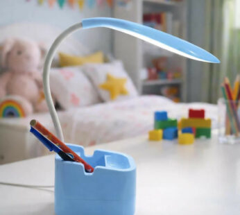 Blue LED Desk Lamp with Pen Holder & Mobile Stand USB Rechargeable