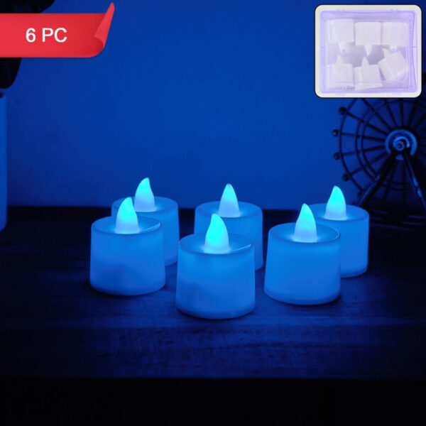 Blue LED Tea Light Candles – Safe Flameless Set of 6