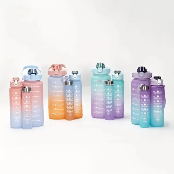 3 Pcs Large-Capacity Sports Water Bottle Set – Durable PC Material with Leak-Proof Lids & Handy Handles for Outdoor & Indoor Fitness (Random