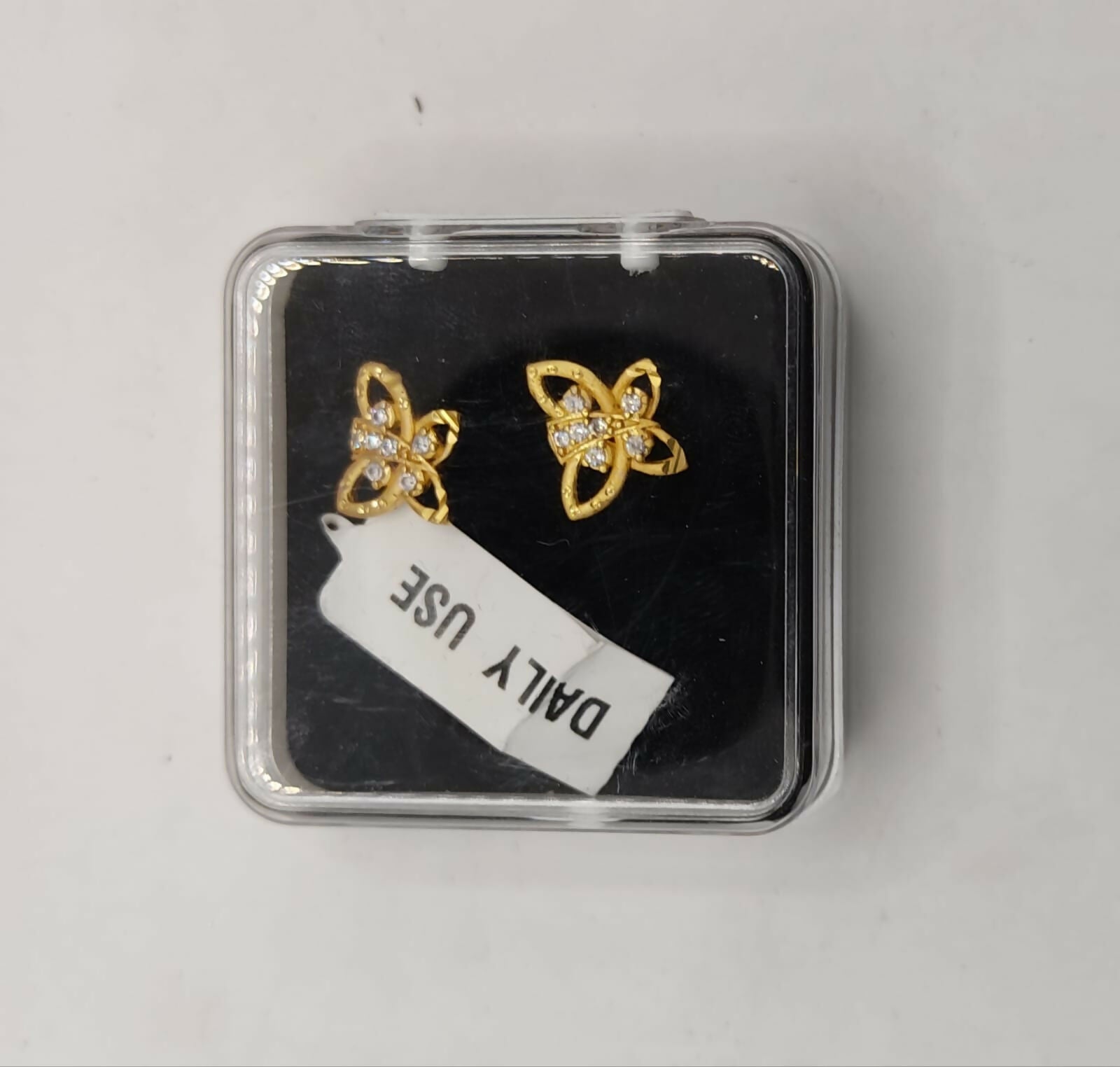 Butterfly Stud Earrings – Gold Plated Lightweight Jewelry - Detailed Feature View 4