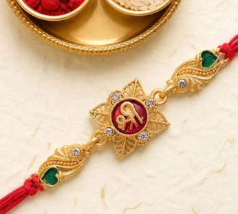 Classic Rakhi with Shri Plaque, ornate work and thread style for Product Display