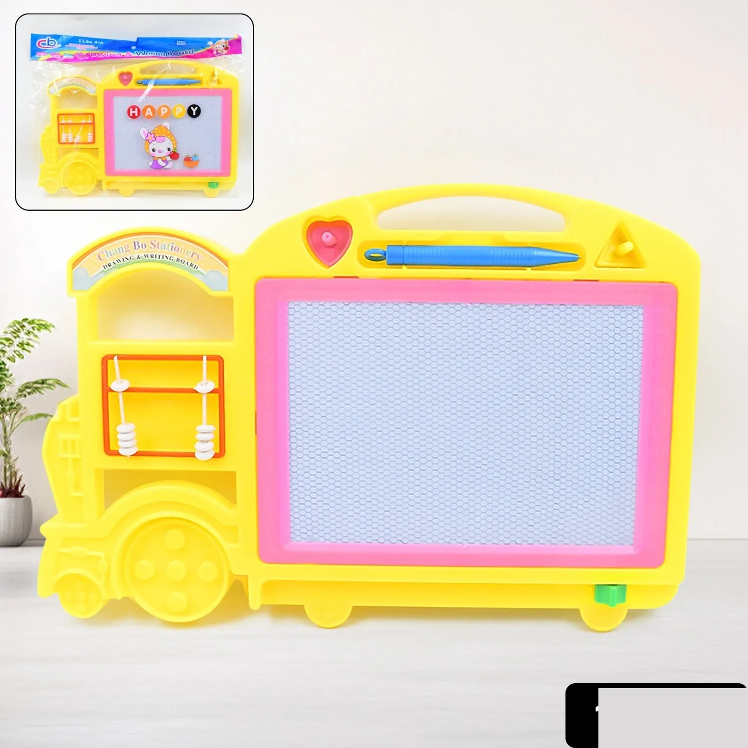 Kids Drawing Board – Bus Shape Erasable Slate | Inventive Play - Detailed Feature View 1