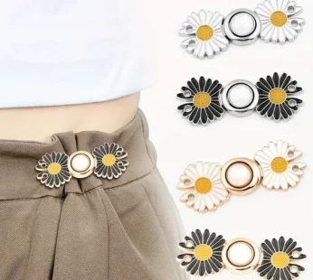 2 Pairs Jeans & Dress Buttons – DIY Adjustable Waist Buckle Clip with Faux Pearl Flower (Random color)