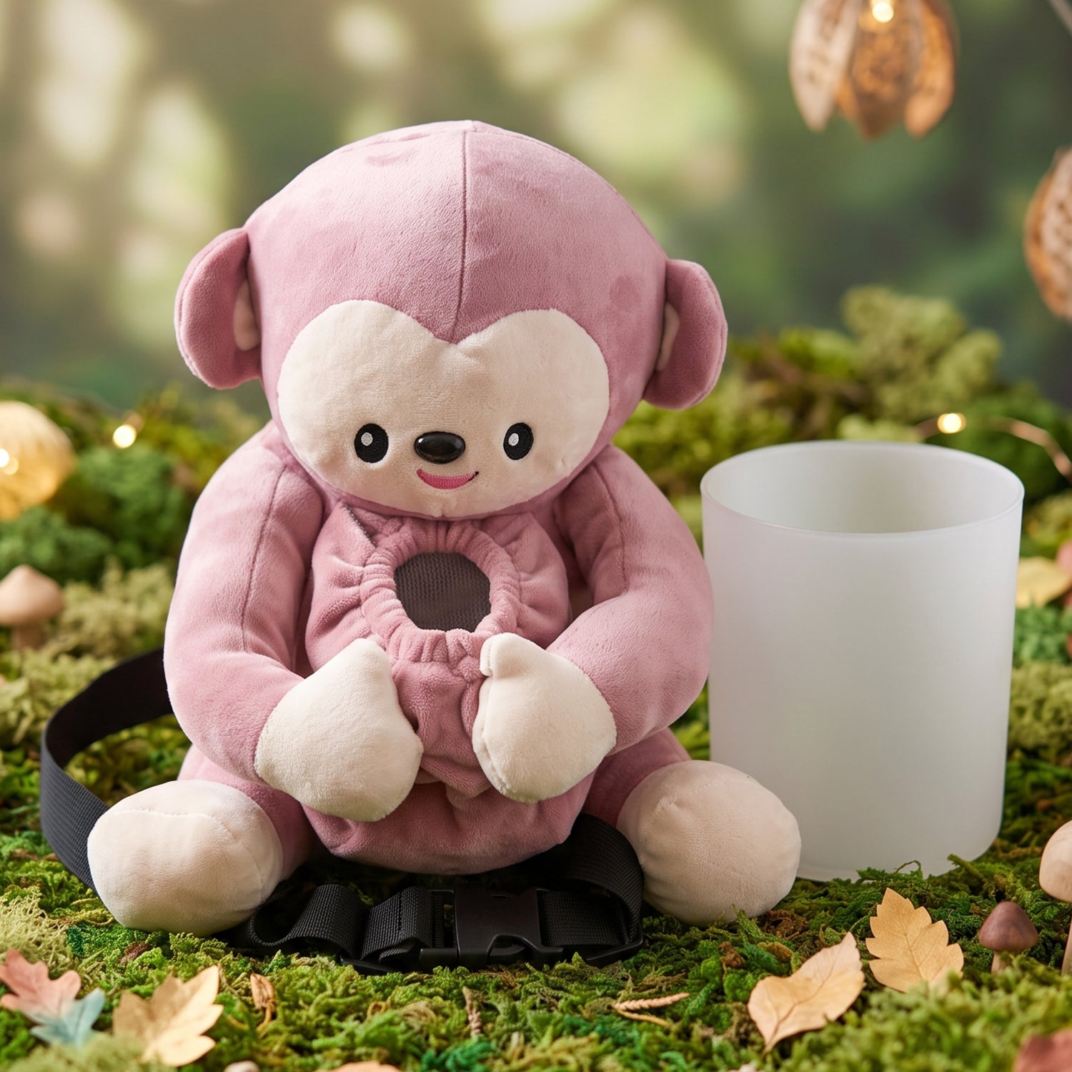 Car Trash Can and Tissue Box Holder Cute Plush Monkey Dustbin Organizer (1 Pc) - Detailed Feature View 2