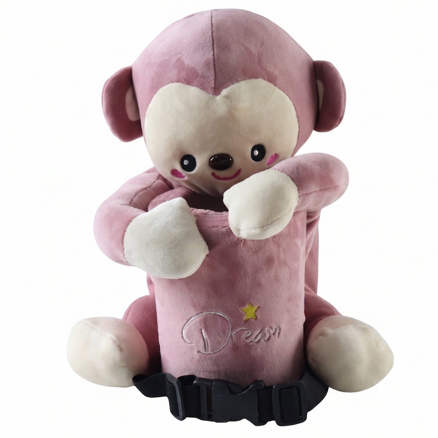 Car Trash Can and Tissue Box Holder Cute Plush Monkey Dustbin Organizer (1 Pc) - Detailed Feature View 3