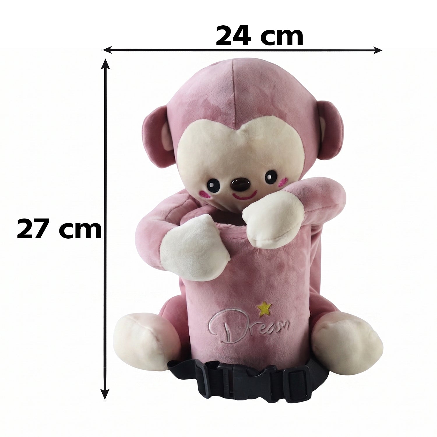 Car Trash Can and Tissue Box Holder Cute Plush Monkey Dustbin Organizer (1 Pc) - Detailed Feature View 4
