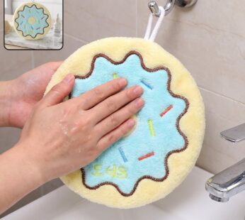 Cartoon Donut Microfiber Hanging Hand Towel Quick Dry Kitchen Cloth (1 Pc)