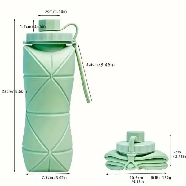 Portable Silicone Water Bottle – 600ML Leak-Proof & Space-Saving Design (Random color-Pack of 1)