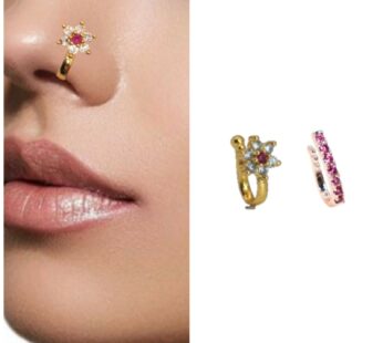 Clip-On Nose Pin Set – Ruby & CZ Non-Piercing Elegance