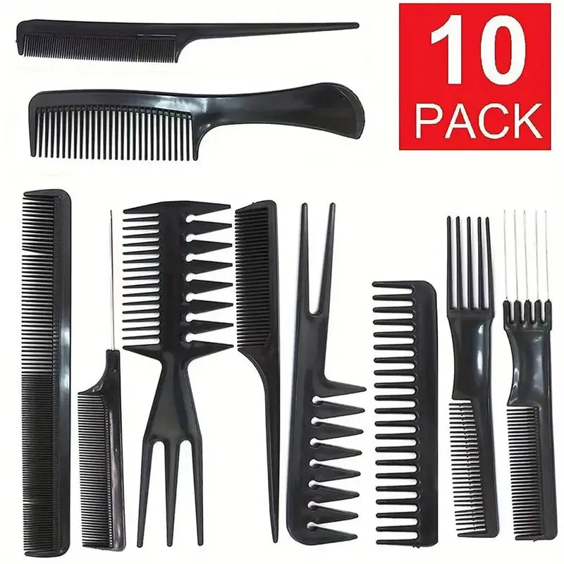 Premium Professional Hair Styling Comb Set (10 Pcs) – Durable Hairdressing Combs for Salon, Barber & Home Use - Buy Online at Alikart