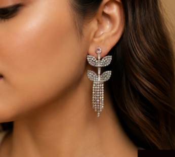 Crystal Leaf Drop Earrings for Women Elegant Party Wear Jewellery