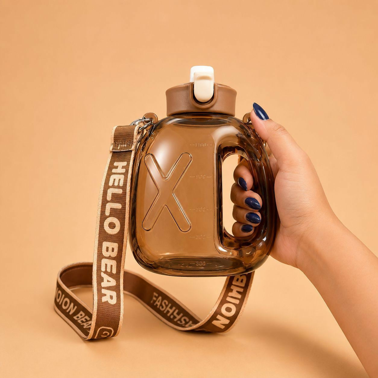 Cute Bear Water Bottle with Adjustable Shoulder Strap and Handle - Detailed Feature View 2
