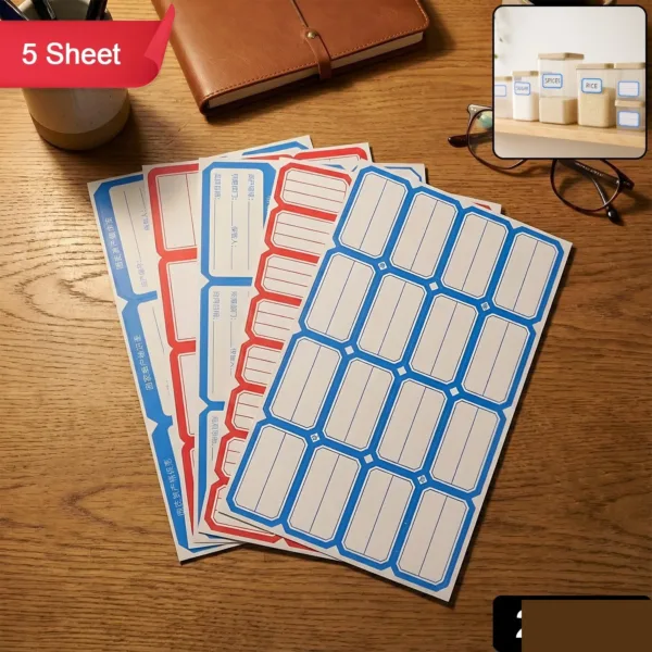 Writable Label Stickers – 5 Sheets for Home & Office Organization