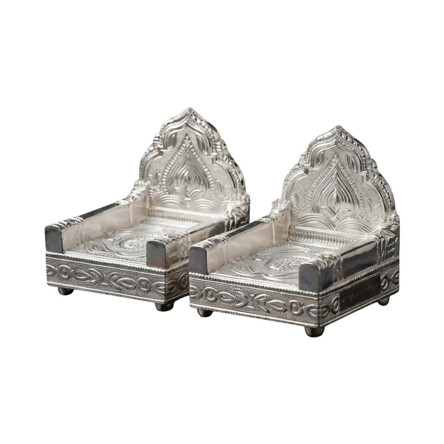 Decorative silver Singhasan Set for Home Temple, Pooja Mandir & Idol Placement - Detailed Feature View 4