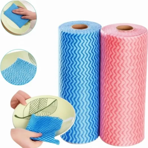 40 Pulls Disposable Cleaning Tissue Roll – Thick & Highly Absorbent Multi-Purpose Kitchen Wipes for Home, Office & Car Cleaning (Random