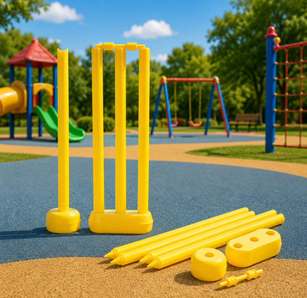 Durable 6-Piece Plastic Cricket Stumps & Stable Base Set – Kids’ Wicket for Backyard & Outdoor Fun