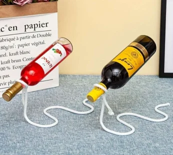1 Pc Elegant White European-Style Wine Rack – Creative Floating Design with Iron Wire for Wine Display & Storage, Wine Cabinet Organizer