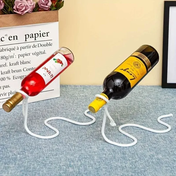 1 Pc Elegant White European-Style Wine Rack – Creative Floating Design with Iron Wire for Wine Display & Storage, Wine Cabinet Organizer