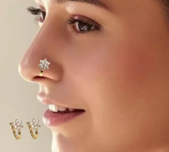Gold Plated Floral Crystal Clip-On Nosepin – No Piercing Needed