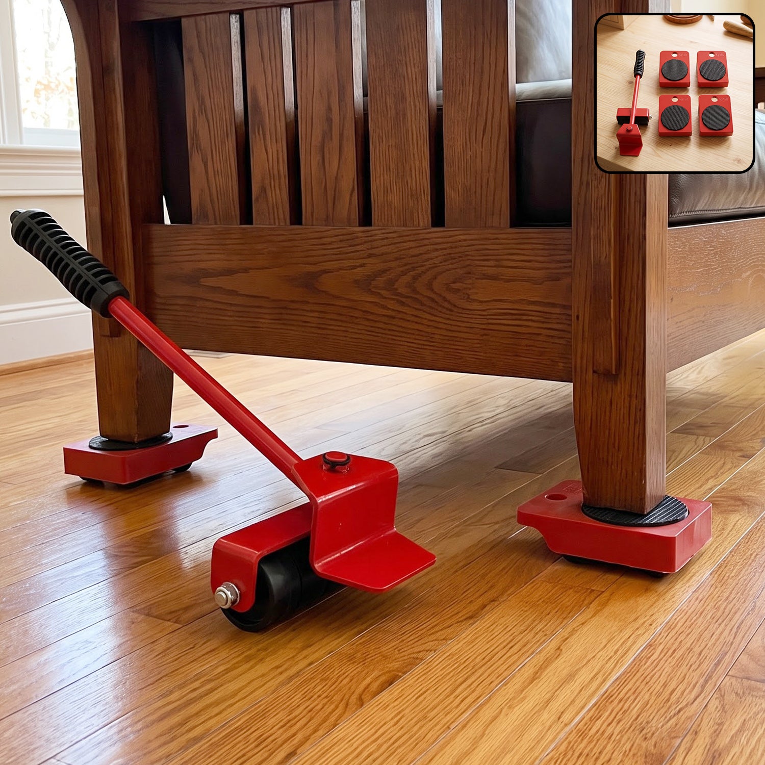 Premium Easy Furniture Lifter Tool Set with Lever and 4 Wheeled Sliders (1 Set) - Buy Online at Alikart