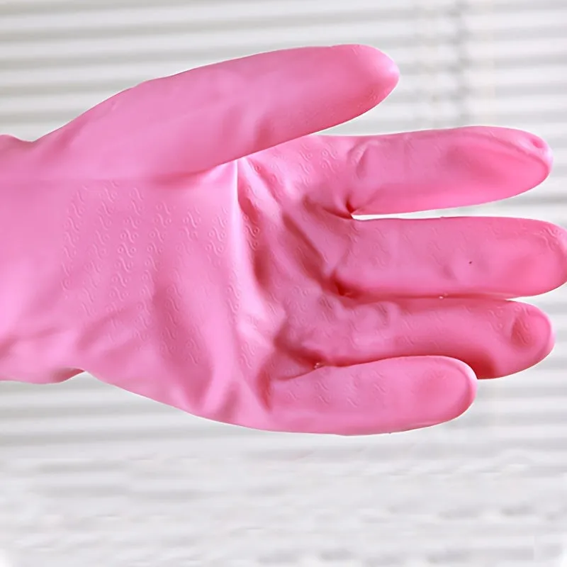 Long Waterproof Rubber Gloves for Kitchen & Dishwashing – Durable, PVC-Free Cleaning Gloves with Warm Fleece Lining(Random color-Pack of 1 Pair) - Detailed Feature View 5
