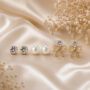 Premium Elegant 3-Pair Stud Earrings Set with Crystal, Pearl & Bow Design for Women - Buy Online at Alikart