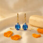 Premium Elegant Blue Teardrop Crystal Drop Earrings with Gold Tone Hoops for Women & Girls - Buy Online at Alikart