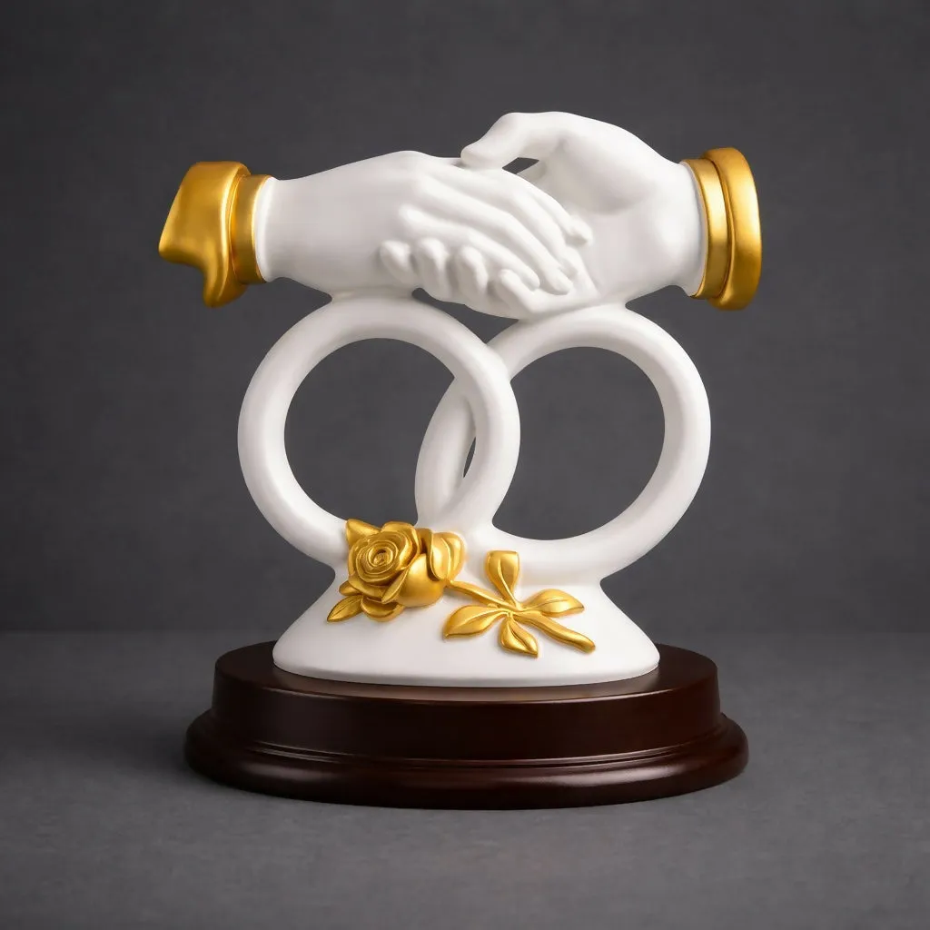 Elegant Handshake Showpiece with Ring Base for Home Decor - Detailed Feature View 2