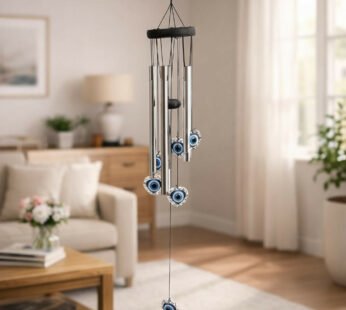 Evil Eye Metal Wind Chime with Hanging Charms for Home & Balcony Decor