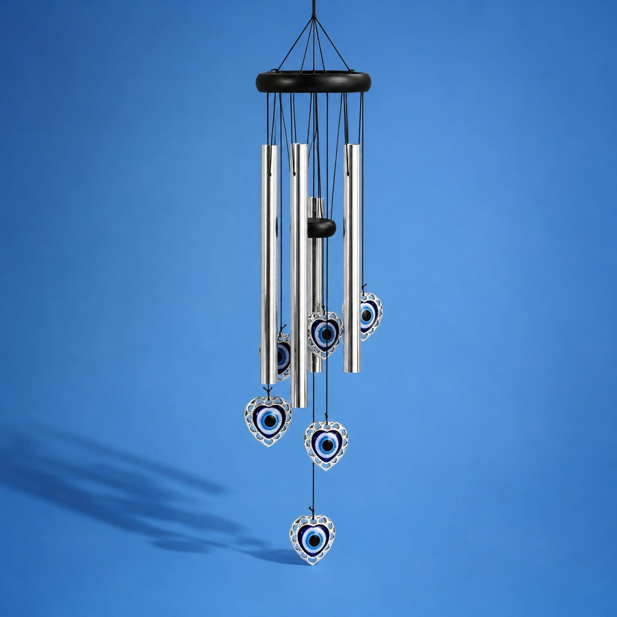 Evil Eye Metal Wind Chime with Hanging Charms for Home & Balcony Decor - Detailed Feature View 2