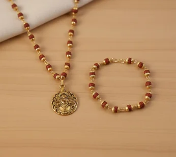 Hanuman Pendant Gold Plated Combo with Rudraksha Mala & Bracelet