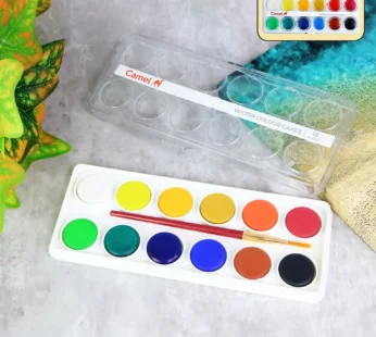 Water Colour Cakes Set – 12 Vibrant Camel Shades with Free Brush