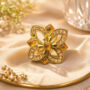 Premium Floral Crystal Ring Gold Finish Adjustable for Women Festive Wear - Buy Online at Alikart